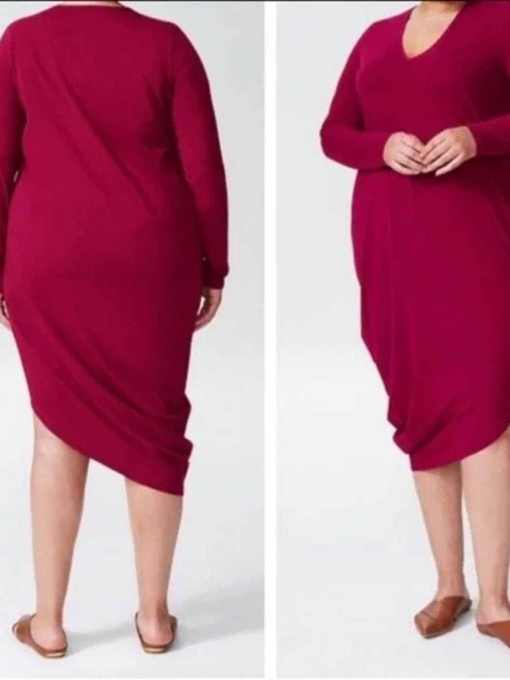 NWT Universal Standard Geneva Dress Red Long Sleeve V Neck Knit